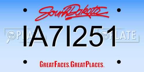 IA7I251 South Dakota License Plate