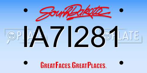 IA7I281 South Dakota License Plate
