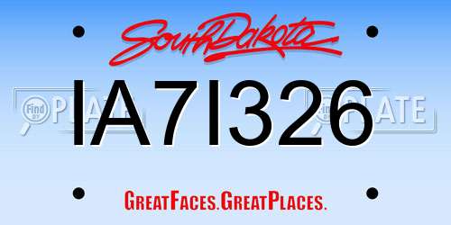 IA7I326 South Dakota License Plate
