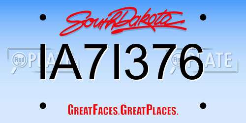 IA7I376 South Dakota License Plate