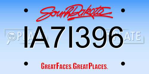 IA7I396 South Dakota License Plate