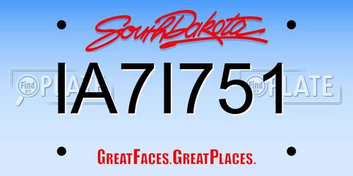 IA7I751 South Dakota License Plate