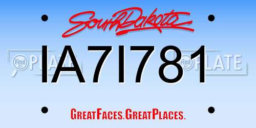 IA7I781 South Dakota License Plate