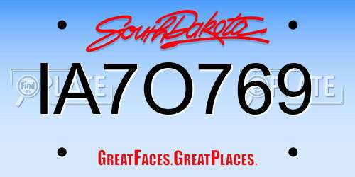 IA7O769 South Dakota License Plate