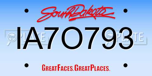 IA7O793 South Dakota License Plate