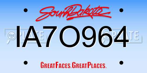 IA7O964 South Dakota License Plate