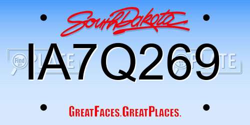 IA7Q269 South Dakota License Plate