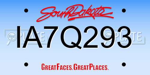 IA7Q293 South Dakota License Plate