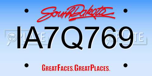 IA7Q769 South Dakota License Plate
