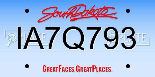 IA7Q793 South Dakota License Plate