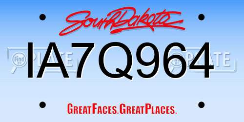 IA7Q964 South Dakota License Plate