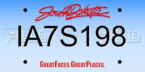 IA7S198 South Dakota License Plate