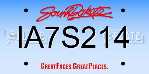 IA7S214 South Dakota License Plate