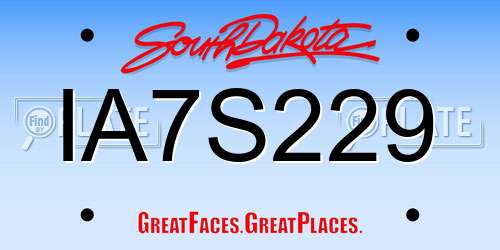 IA7S229 South Dakota License Plate