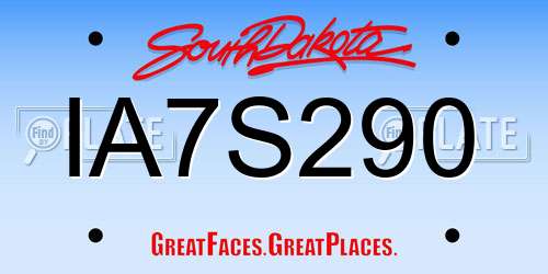 IA7S290 South Dakota License Plate