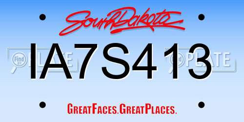 IA7S413 South Dakota License Plate
