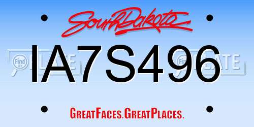 IA7S496 South Dakota License Plate