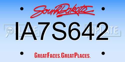 IA7S642 South Dakota License Plate
