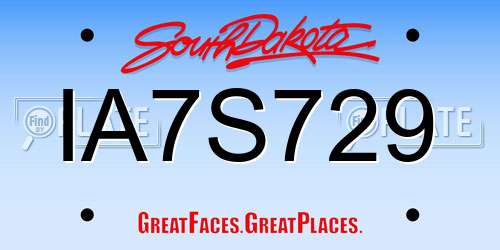 IA7S729 South Dakota License Plate