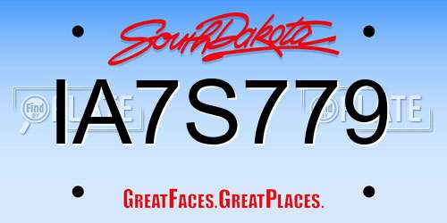 IA7S779 South Dakota License Plate