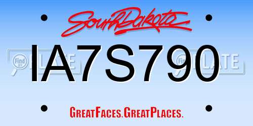 IA7S790 South Dakota License Plate