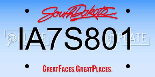 IA7S801 South Dakota License Plate