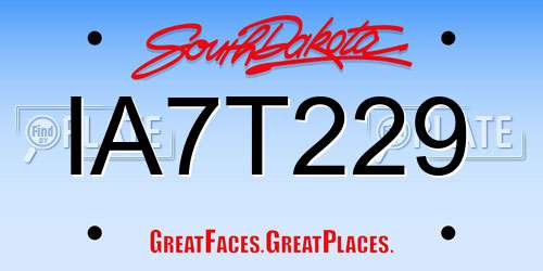 IA7T229 South Dakota License Plate
