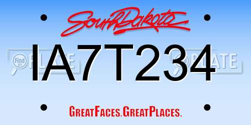 IA7T234 South Dakota License Plate