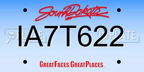IA7T622 South Dakota License Plate