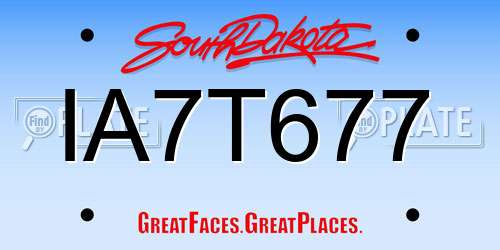 IA7T677 South Dakota License Plate