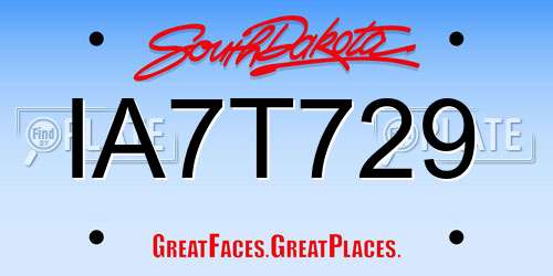 IA7T729 South Dakota License Plate
