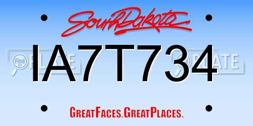 IA7T734 South Dakota License Plate