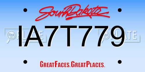 IA7T779 South Dakota License Plate