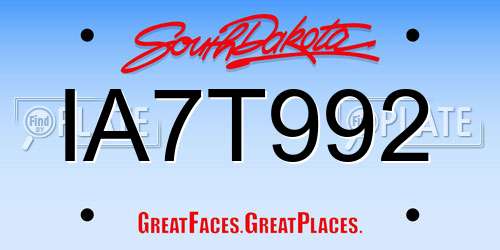IA7T992 South Dakota License Plate