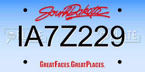 IA7Z229 South Dakota License Plate