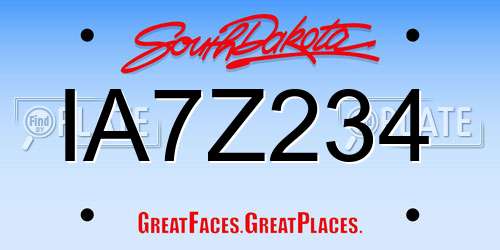 IA7Z234 South Dakota License Plate