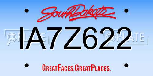 IA7Z622 South Dakota License Plate