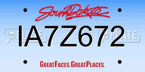 IA7Z672 South Dakota License Plate