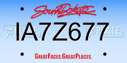 IA7Z677 South Dakota License Plate