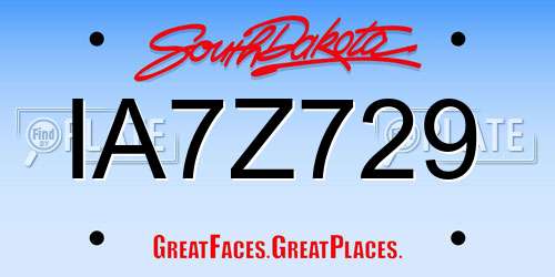 IA7Z729 South Dakota License Plate