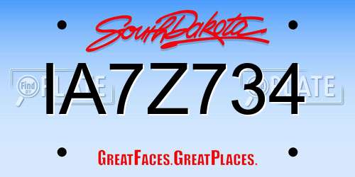 IA7Z734 South Dakota License Plate