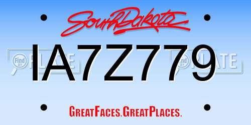 IA7Z779 South Dakota License Plate