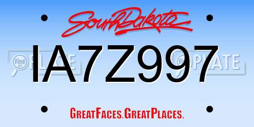 IA7Z997 South Dakota License Plate