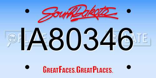 IA80346 South Dakota License Plate