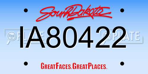 IA80422 South Dakota License Plate
