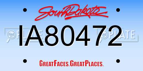 IA80472 South Dakota License Plate