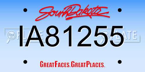 IA81255 South Dakota License Plate