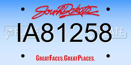 IA81258 South Dakota License Plate