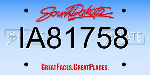 IA81758 South Dakota License Plate