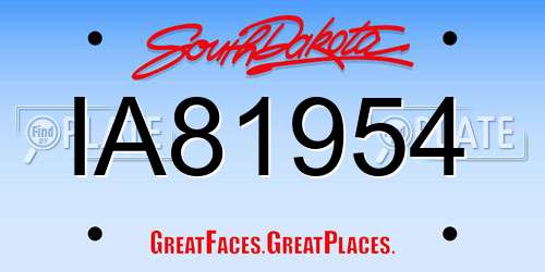IA81954 South Dakota License Plate